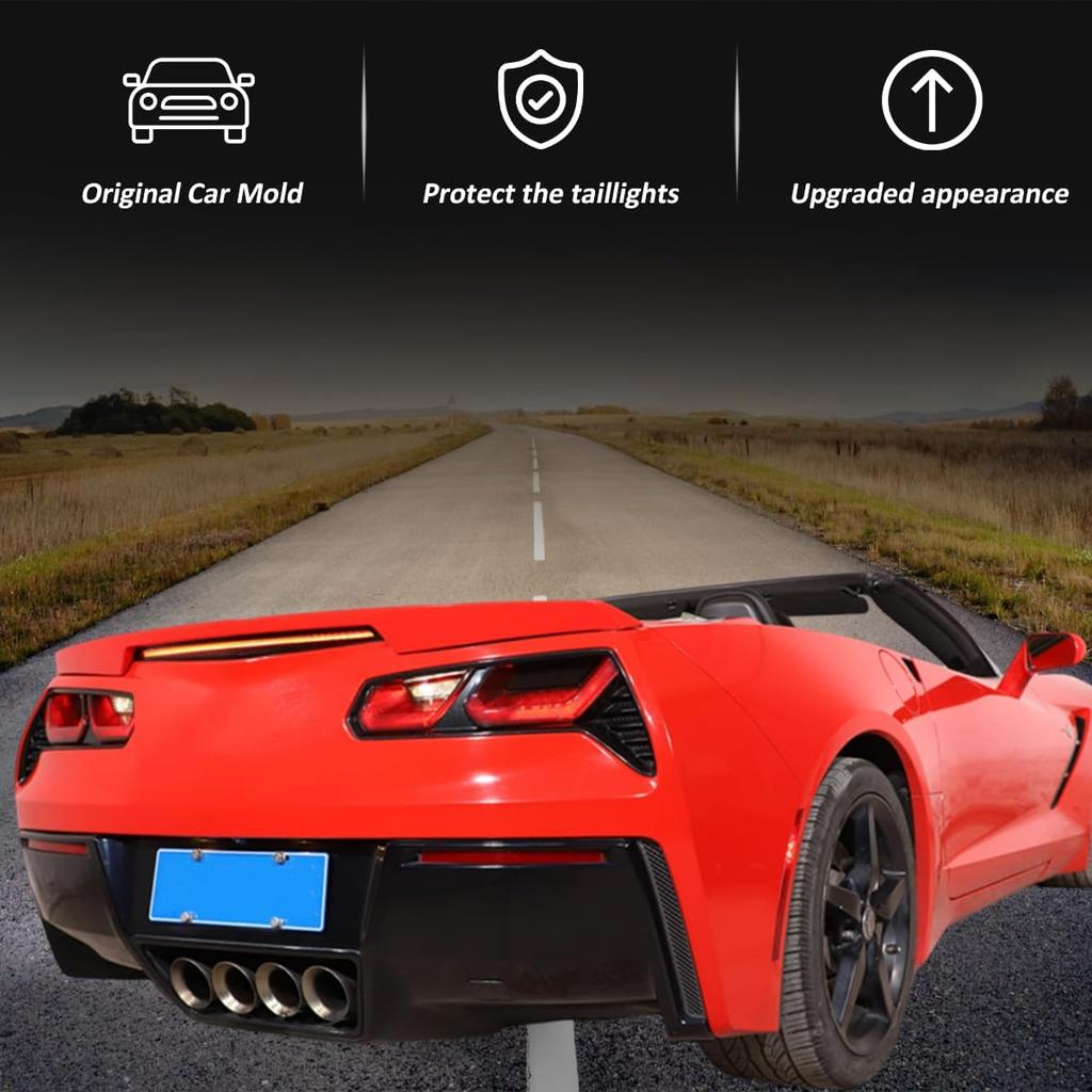 ABS Black Rear Tail Light Lens Taillight Kit Fit For Chevrolet Corvette C7 2014- Car Exterior Taillight Protection Cover Accessories
