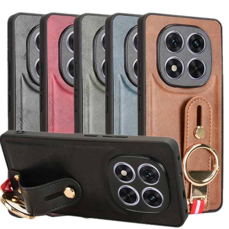 Luxury Wristband Leather Stand Case for Xiaomi Redmi Note 14 Pro 5G 4G Cover With Ring Opener Coque Fundas Capa