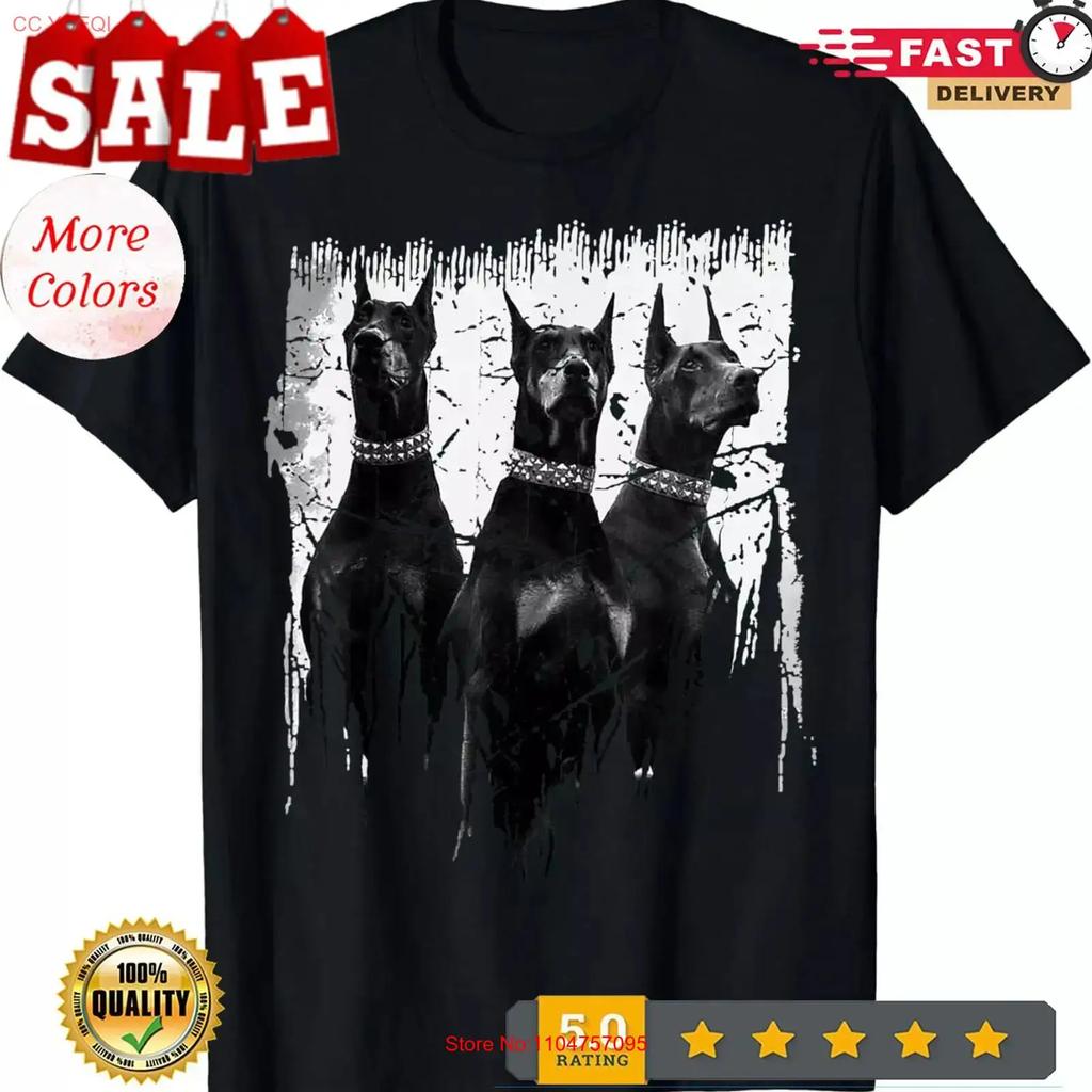 DoberUnisex Pinscher Schwarz Weiß Hundeliebhaber T-Shirt vintage Dehnbar Weich Leicht Atmungsaktiv Streetwear