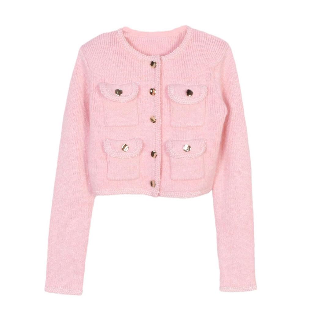 2024 French Autumn/Winter Sweet Style Knitted Cardigan & A-line Midi Skirt Set for Women