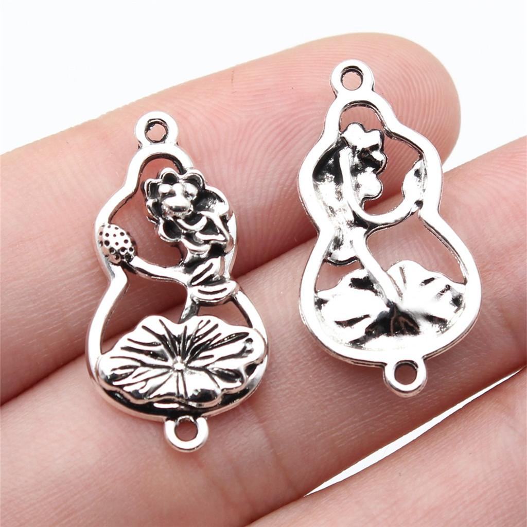 Flower Petal Connectors Botanical Themed Antique Bronze Zinc Alloy Jewelry Making Connect Charms Extender Connectors