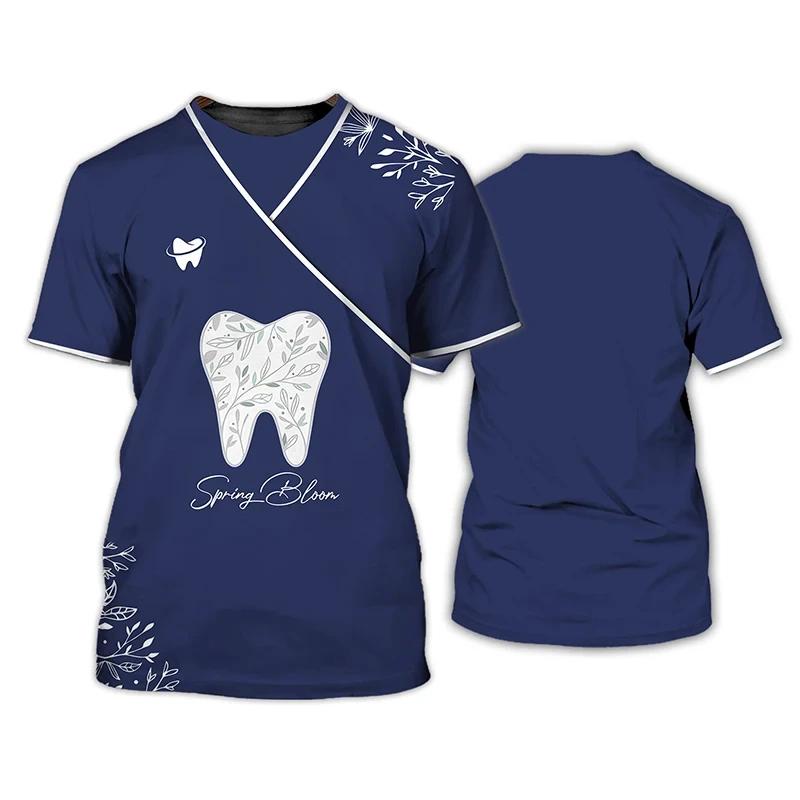 T-shirts de dentistes T-shirt pour femmes T-shirt à col rond Uniforme d'infirmière personnalisé Impression 3D Manches courtes Surdimensionné Femme Décontracté Vêtements pour dames