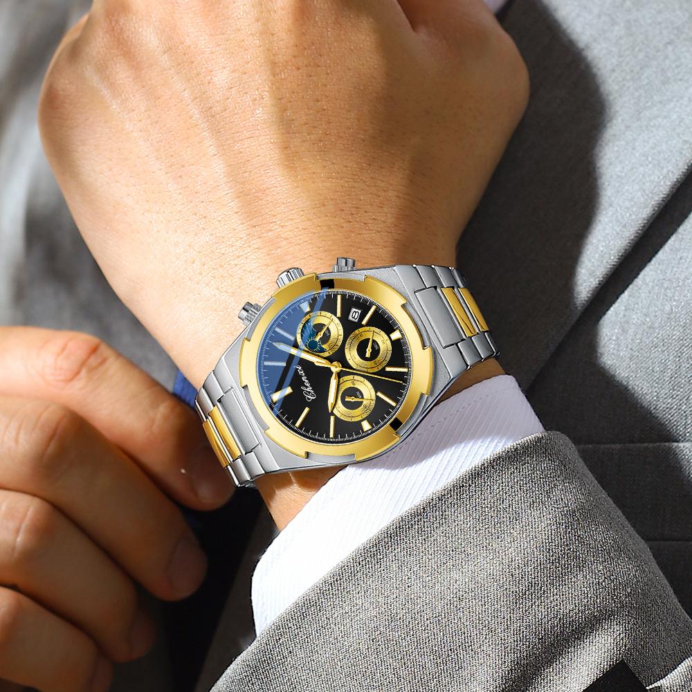 CHENXI Men's Watch Business Luxury Calendar Stainless Steel Noctilucent Waterproof Quartz Chronograph Round Watches For Man