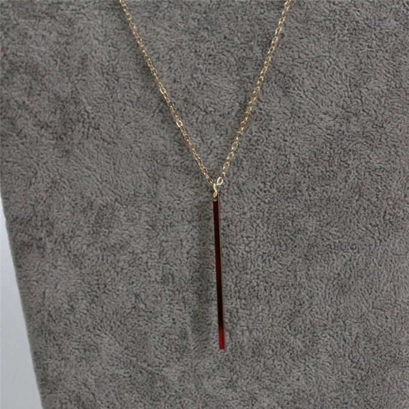 Exquisite Rod Simple Classic Stick Pendant Hollow Girl Chain Square Necklace Long Jewelry Women