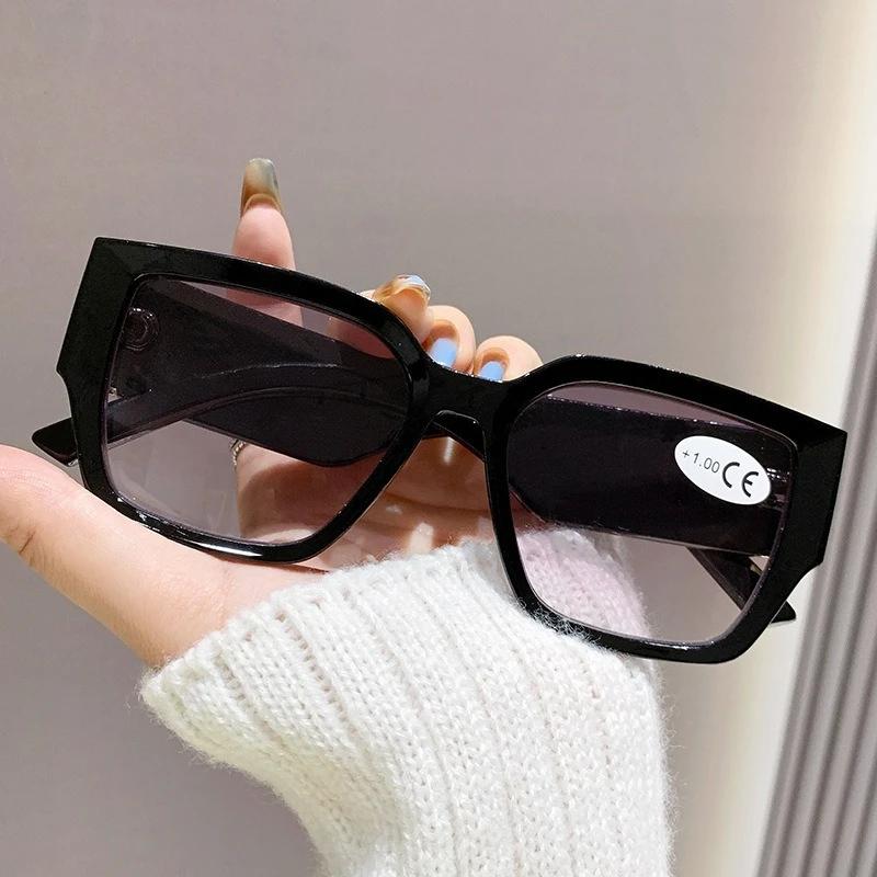 Personalized Square Frame Reading Glasses Wide Leg Diamond Shape Sunglasses Anti Blue Light Presbyopia Oversized Frame Eyewear