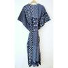 Indisches Schwarzes Langes Indigo-Print Baumwoll-Übergröße Maxi Damen Cover-up Kaftan Kleid CKFTN-SCRN-FULL-BUYIT-063