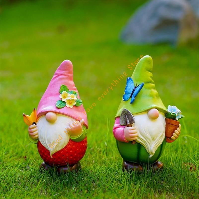 Adorno de Enano para Jardín Exterior Gnome Manualidad de Resina Regalo Decoración de Patio Jardín 55KF