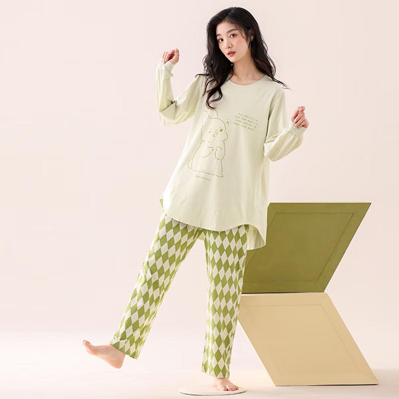 

Женский пижамный комплект для отдыха Wuyi с мультяшным принтом и круглым вырезом