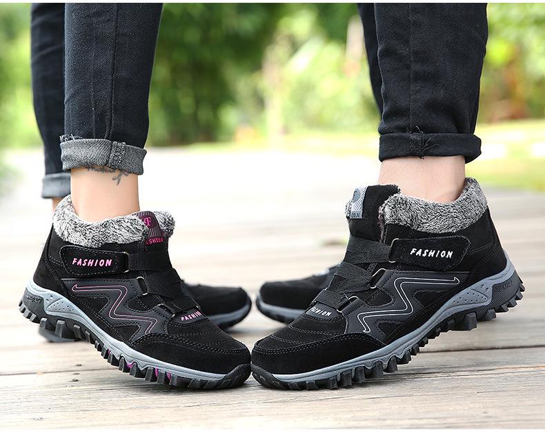 Plus Size Unisex Winter Snow Boots with Velvet Lining - Warm Mid-Top Outdoor Casual Footwear