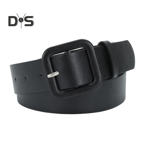 Women Belt Multi Holes Adjustable Length Square Buckle Faux Leather Waistband Jeans Dress Coats Candy Color Belt