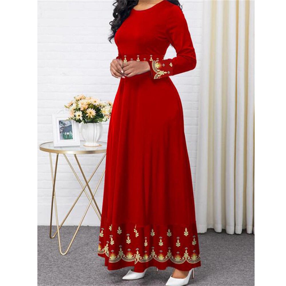 Retro Print High Waist Maxi Dress for Women
