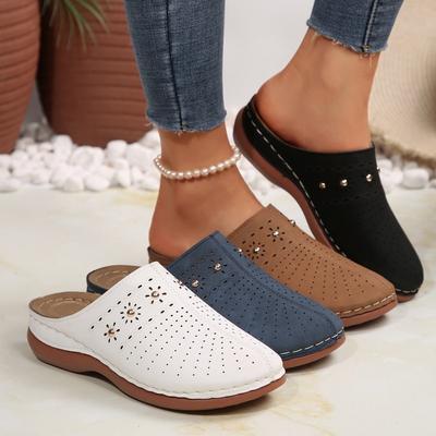 Sandales Plates Compensées à Bout Fermé et à Clous pour Femmes