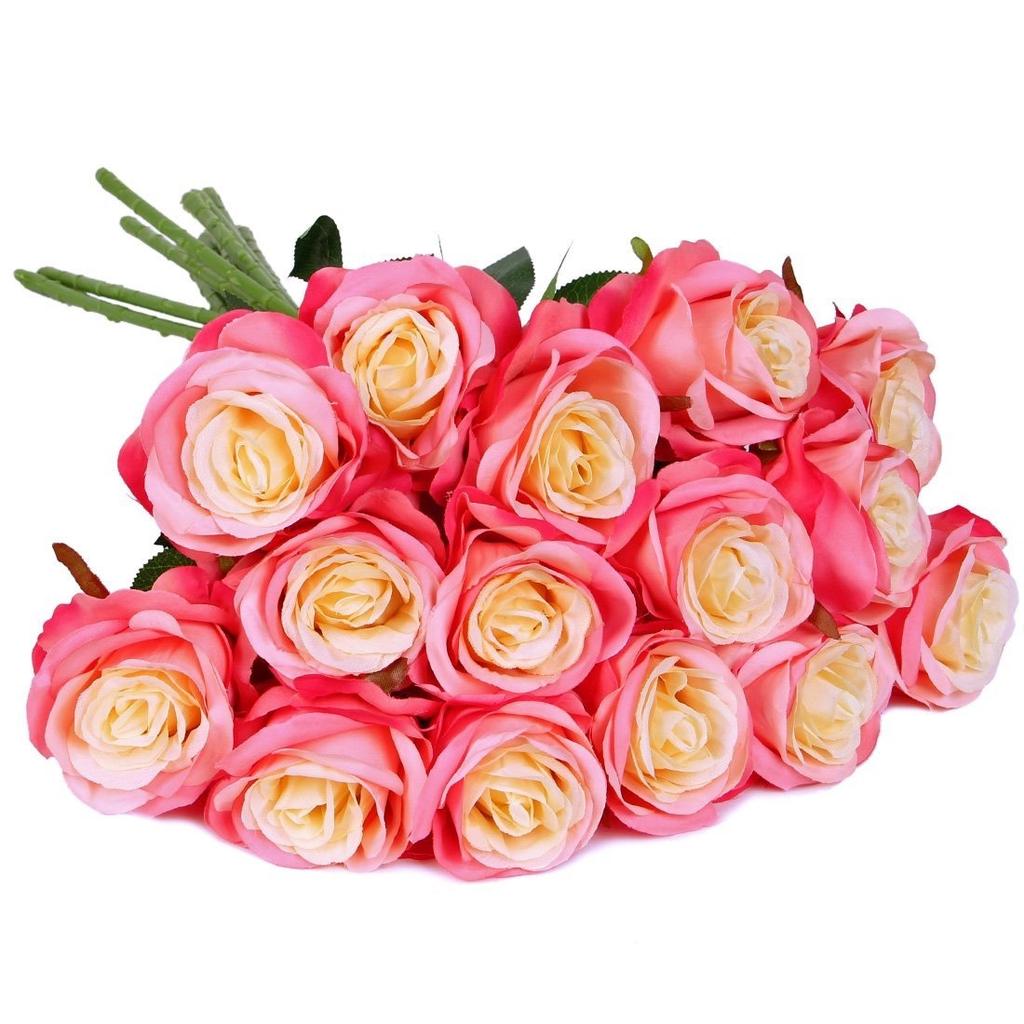Cheap 10/20Pcs Artificial Silk Rose Flower Bridal Wedding Bouquet Fake ...