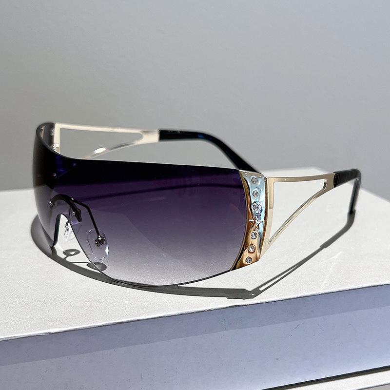 One Piece Rimless y2k Sunglasses Women For Men Fashion Vintage Luxury Brand Designer Sun Glasses Trendy Punk Sport Shades UV400