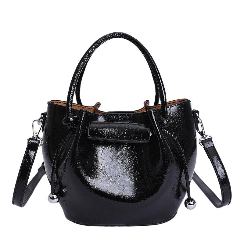 Mini Bucket Handbag for Women Fashionable Drawstring Tote Bag with Adjustable Shoulder Strap Casual Daily Use Bag