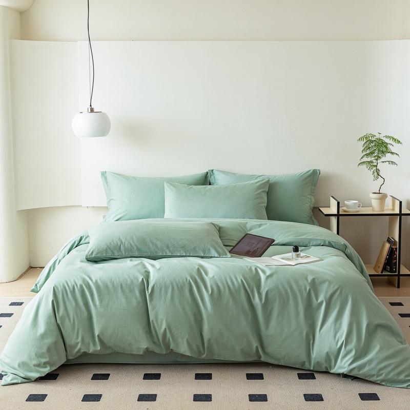 100 Pcs~ Nordic Pure Cotton Polished Four-Piece Set, Thickened Warm Cotton Bed Sheet, Quilt Cover, Mattress, Bedding