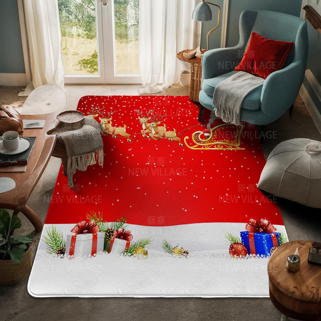 House Entrance Carpet Home Door Mat Living Room Bath Foot Bathroom Non-slip Water Absorption Rugs Bath Merry Christmas Winter