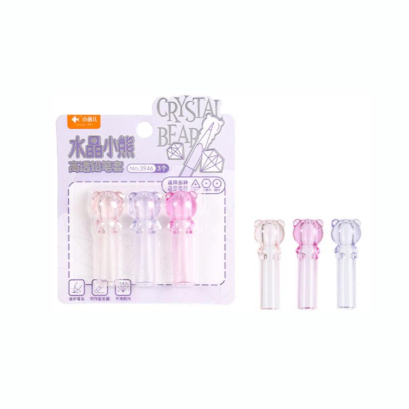 

3pcs/Set Crystal Little Bear Transparent Pencil Cap,Pencil Cover,School Student Pen Cover Kindergarten Pencil Protector