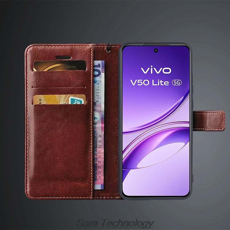 Card Holder Cover Case for Vivo V50 Lite 5G 4G Pu Leather Flip Cover Retro Wallet Phone Case Vivo V50 Lite Business Fundas Coque