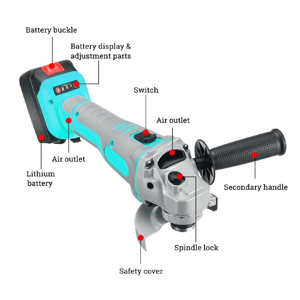 Electric Brushless Angle Grinder Polishing Machine 188VF/218VF Cordless Polisher Cutting Tool Set With 1/2 Li-ion Battery