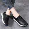 Women Platform Loafers Black Casual Leather Elevator Shoes Thick Sole Height Increase White Sneakers