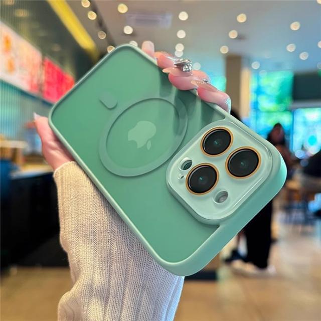 For iPhone 16 Pro Max Luxury Lens Glass Magsafe Magnetic Phone Case For iPhone 13 14 15 Plus Matte Translucent Protective Cover