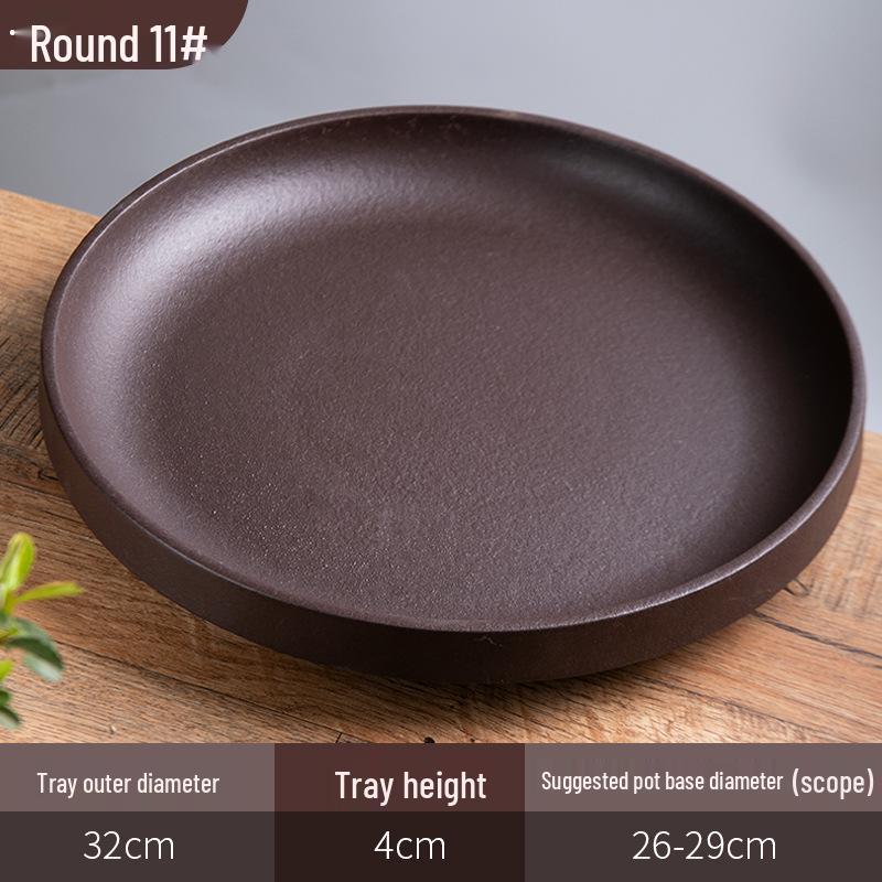 Purple Clay Ceramic Flower Pot Tray - Rectangular/Round Base for Water Catching Bonsai