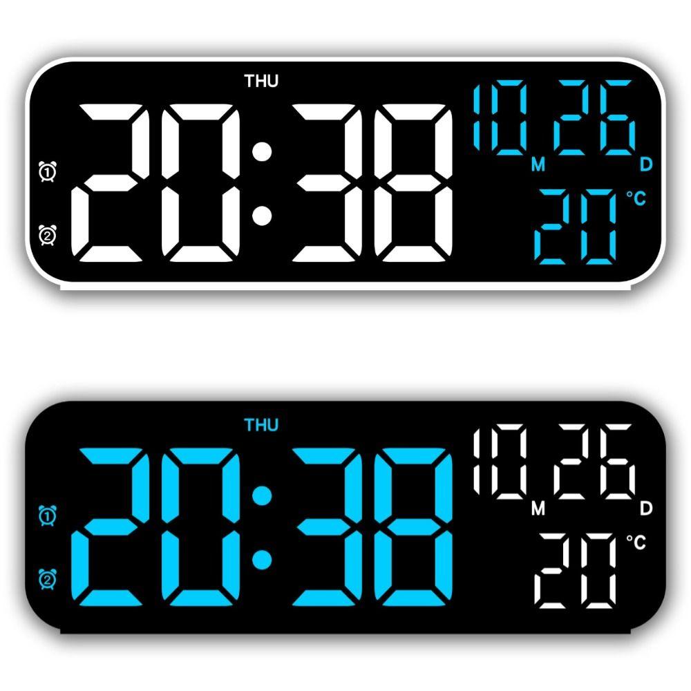 12/24H Format Large Digital Clock Brightness Adjustment Dual Control Table Clock  Gym