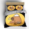 Kawaii Capybara With Steamed Buns Cute Prints Bedding Set Exquisite Three-Piece Bedding Set Gift For Kids And Adults