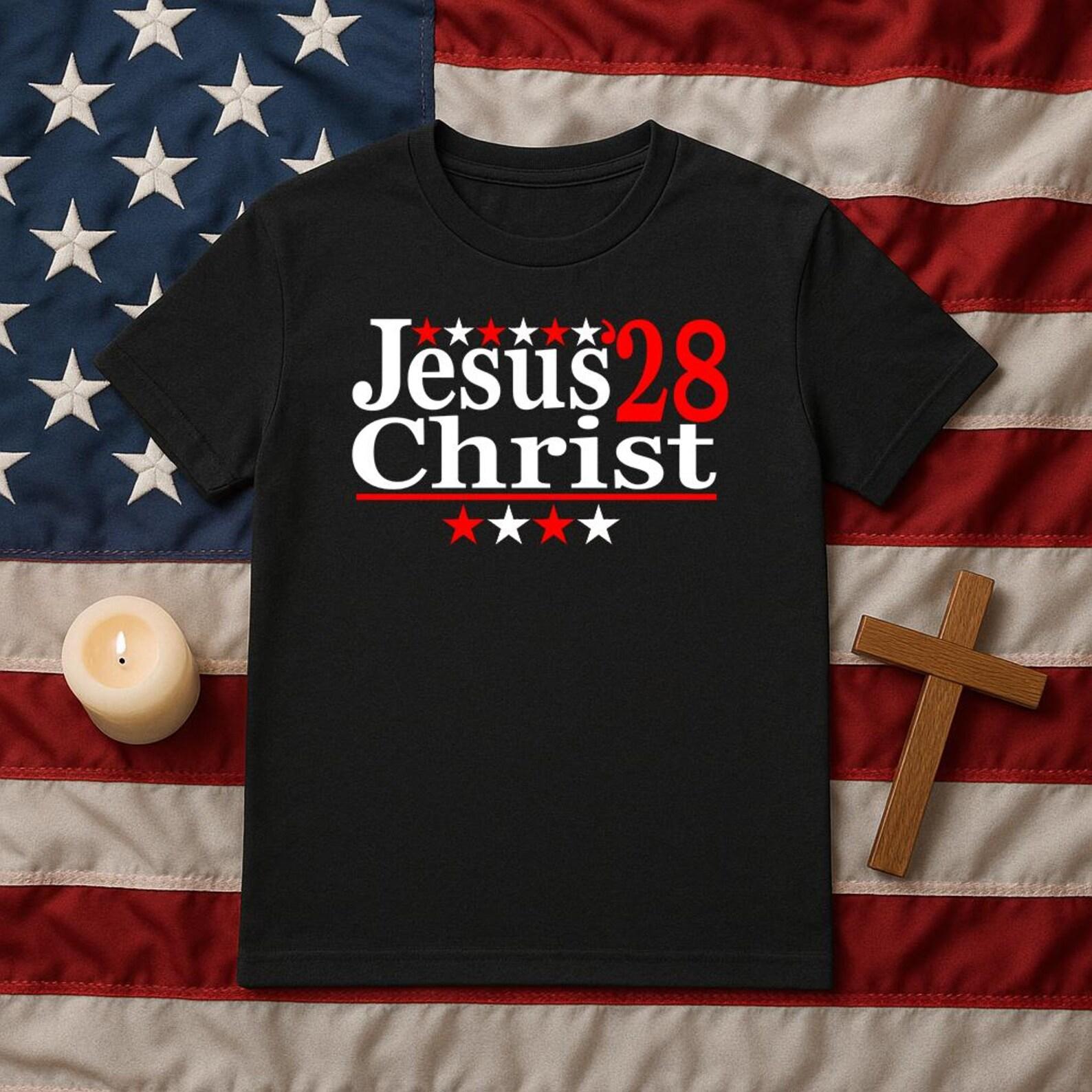 Jesus Christ 2028 - Funny Political Election Parody With Christian Religious Theme - Unisex T-Shirt S