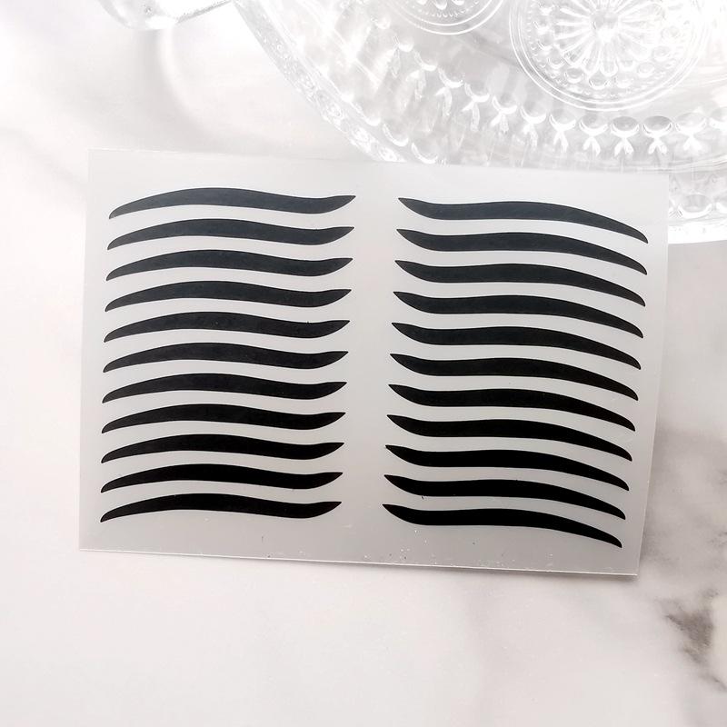Black Almond Skin-Tone Double Eyelid & Cat-Eye Eyeliner Stickers with Smoky Eyeshadow Stickers