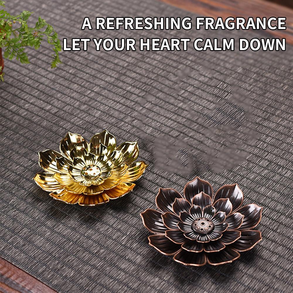 3-layer alloy incense burner bracket plate incense burner plate Buddhist coil lotus incense burner, Zen incense burner