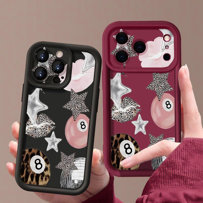 Shockproof Phone Case For iPhone 17 Pro Max Leopard Print Stars Billiards Silicone Cover For iPhone 16 Pro Max Cover iPhone 15 14 13 12 11 16E
