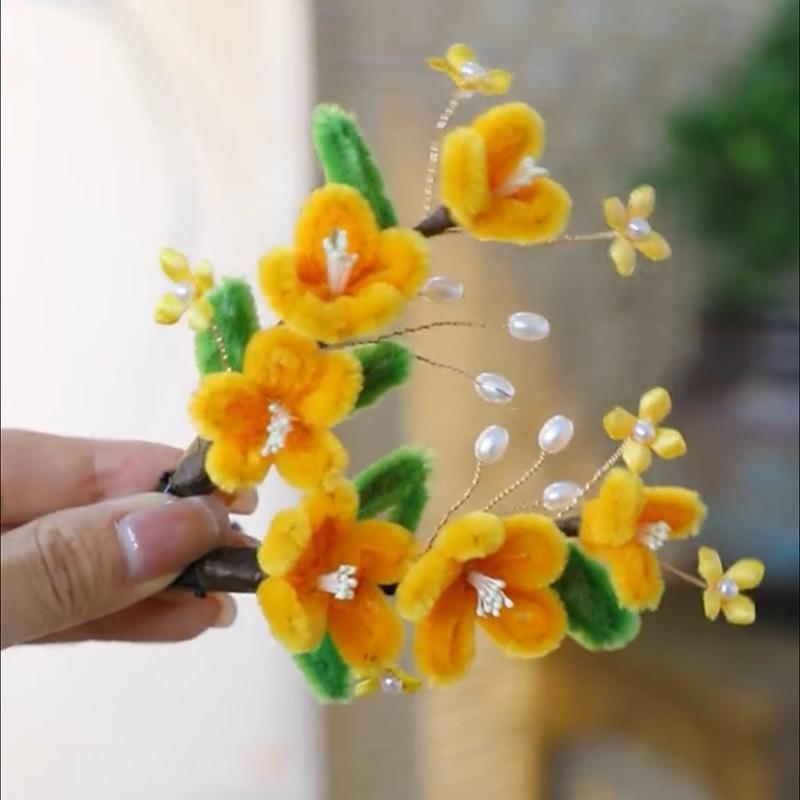 Flower Hair Clips Forks Chinese Hanfu Hair Accessories for Women Hairpin Fork Handmade Vintage Wedding Hair Jewelry Retro Crowns for Girl and Women