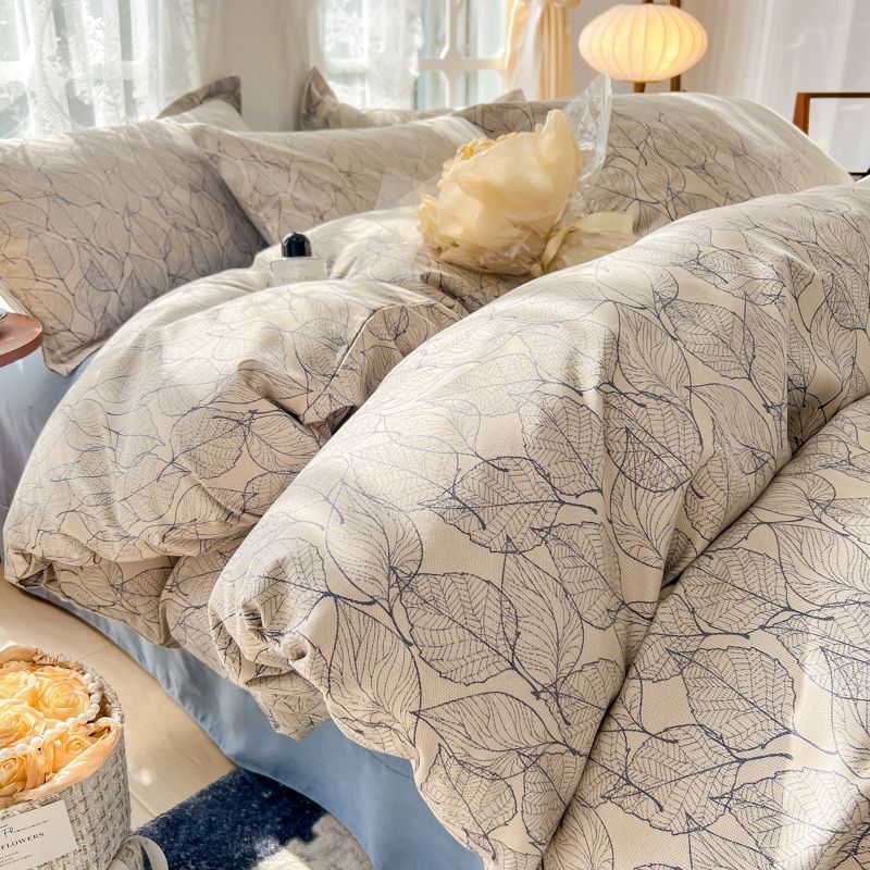 Pastoral Style Ins Style Duvet Set Bedding Set Small Floral. Warm And Thickened  Double-layer Washing Cotton Bed Sheet And Duvet