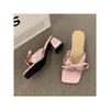 Schleife Klobige Sommerschuhe 2026 Neue Sexy Hohe Absätze Damen Hausschuhe Sandalen Designer Flip-Flops Offene Zehen Party Pumps Slides