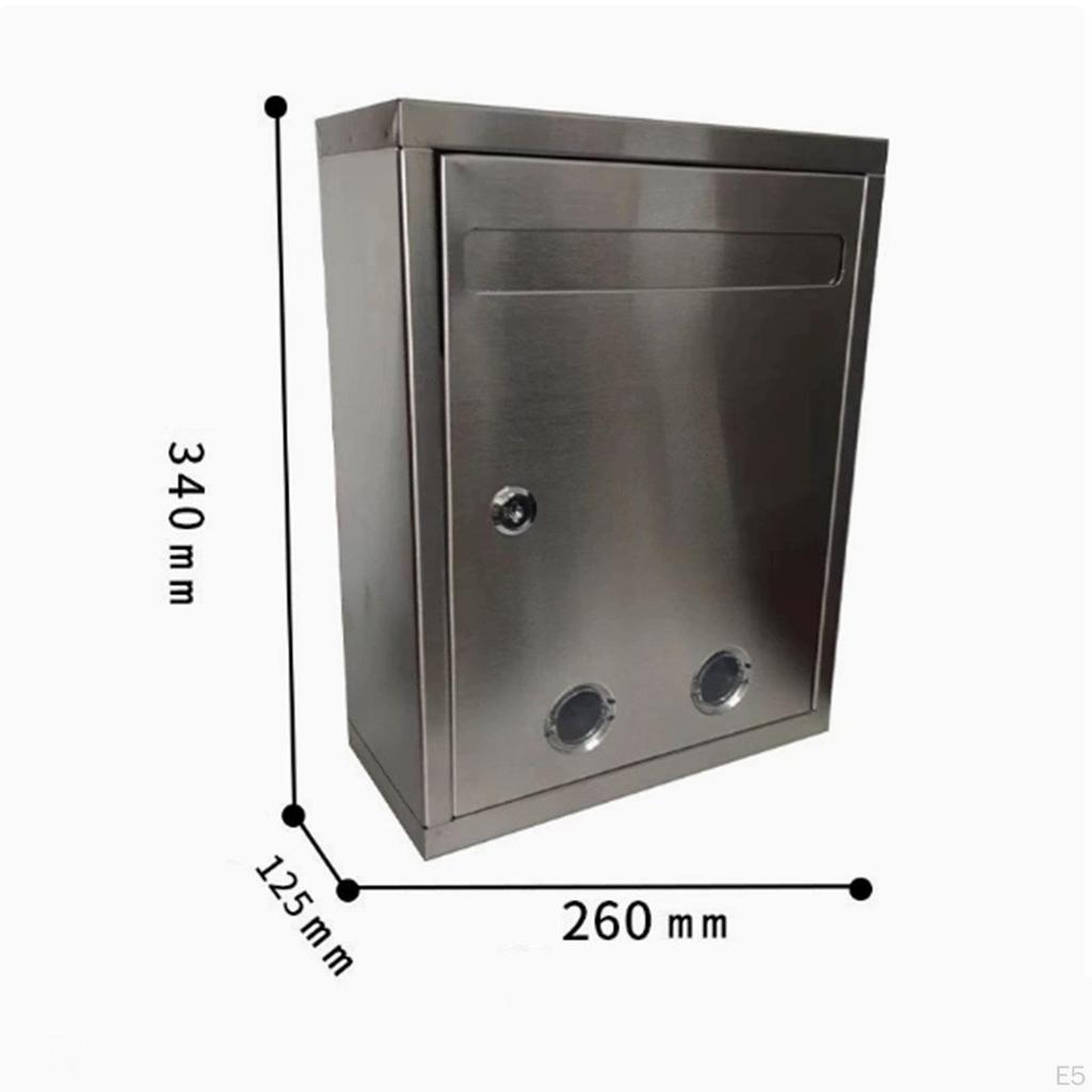 And Versatile Stainless Steel Wall-mounted Mailbox for Envelopes Magazines. Includes Lock.