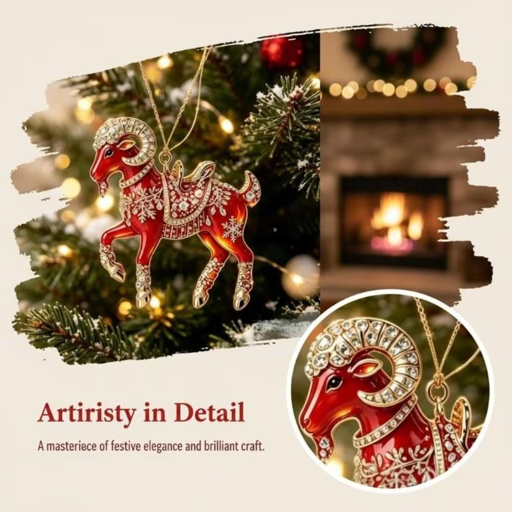 Acrylic Goat Hanging Ornament Shining Christmas Tree Ornament Gifts Keychain  Holiday Party Decor