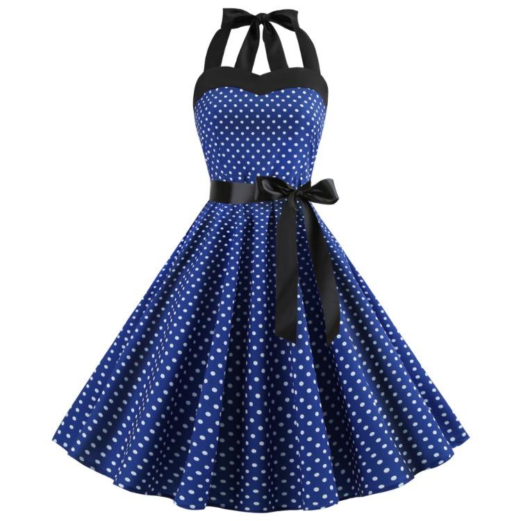 Summer Retro Spaghetti Strap Swing Dress Polka Dot Women Plus Size Available