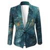 Womens Gradient Starry Sky Print Blazer Slim Fit Business Casual Jacket With Notched Lapel Single Button