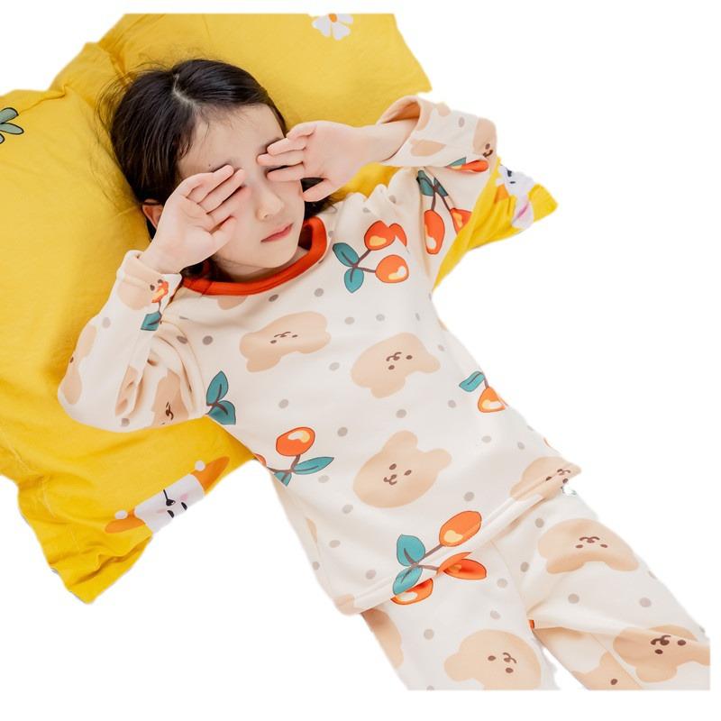 Sada dětského plyšového termoprádla - Chlapecký a dívčí teplý podzimní/zimní dvoudílný oblek