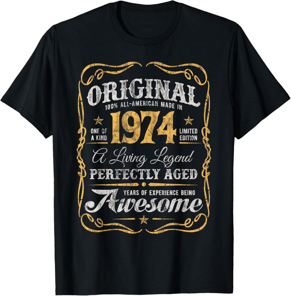 51 Years Old Gifts Men Vintage Made in 1974 51th Birthday T-Shirt Custom Printed Graphic T Shirts Graphic T Shirts Camiseta