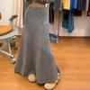 Elegant Thick Knit A-Line Fishtail Midi Skirt for Women - Autumn/Winter Trend 