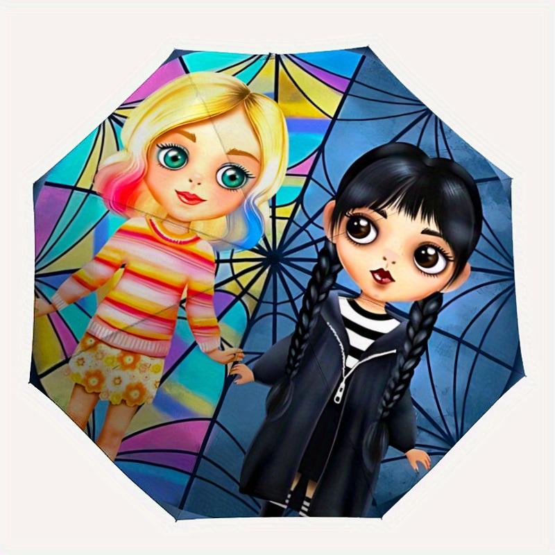 1pc Wednesday Automatic Open/Close Cute Umbrella Sturdy Iron Frame, Compact Travel Umbrella - Perfect Gift a0829111
