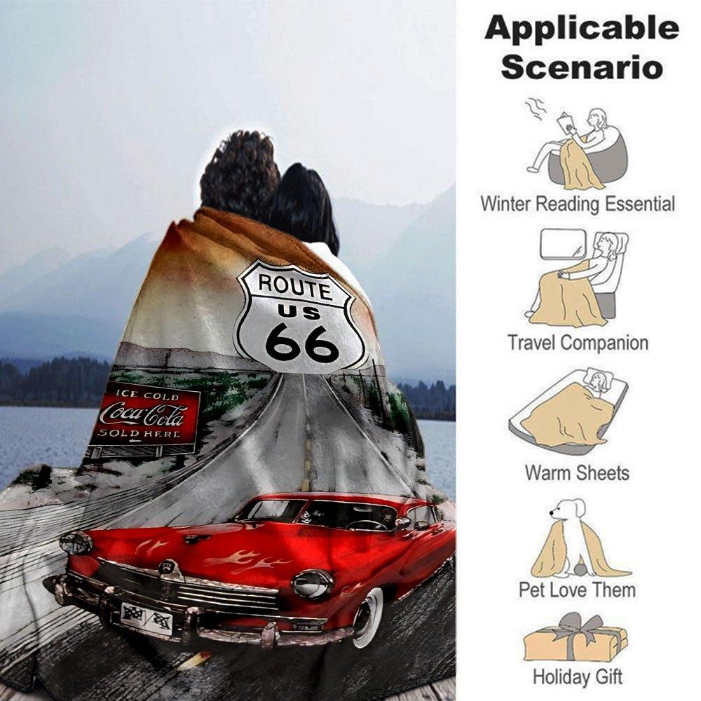 1pc Route 66 3 Blanket Soft Warm Throw for Home, Office, Travel All Season Cozy Bedding Gift, Office Cozy Accessory