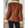 Faux Fur Button Front Thermal Jacket, Casual Long Sleeve Lapel Collar Outerwear for Fall & Winter, Women's Clothing