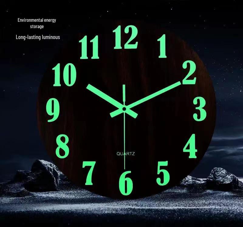MDF Luminous Silent Wall Clock - Creative, Glowing Quartz Clock for Bedroom and Living Room