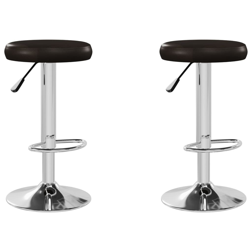 Bar Stool Set 2 Pcs Brown Faux Leather
