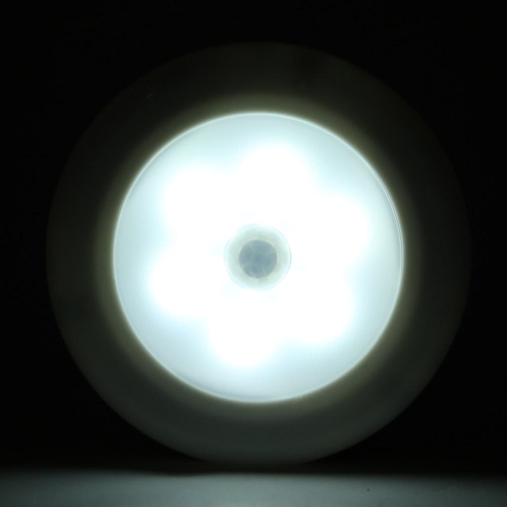6 LED Round Auto Motion Light Sensor Infrared Night Light Cabinet Cupboard Stair Lamp