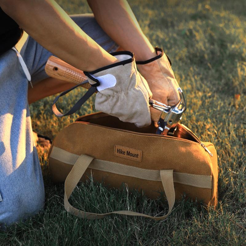 Cylinder Canvas Sundries Storage Bag Portable Thickened Large-capacity Tool Bag Outdoor Camping Tool